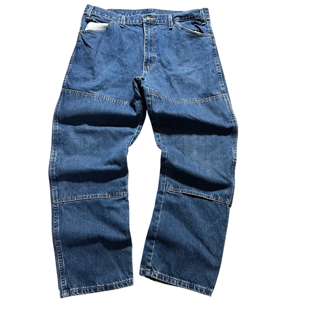 Dickies Double Knee Jeans Men 36x30 Blue Denim Straight Leg Workwear W8187KF